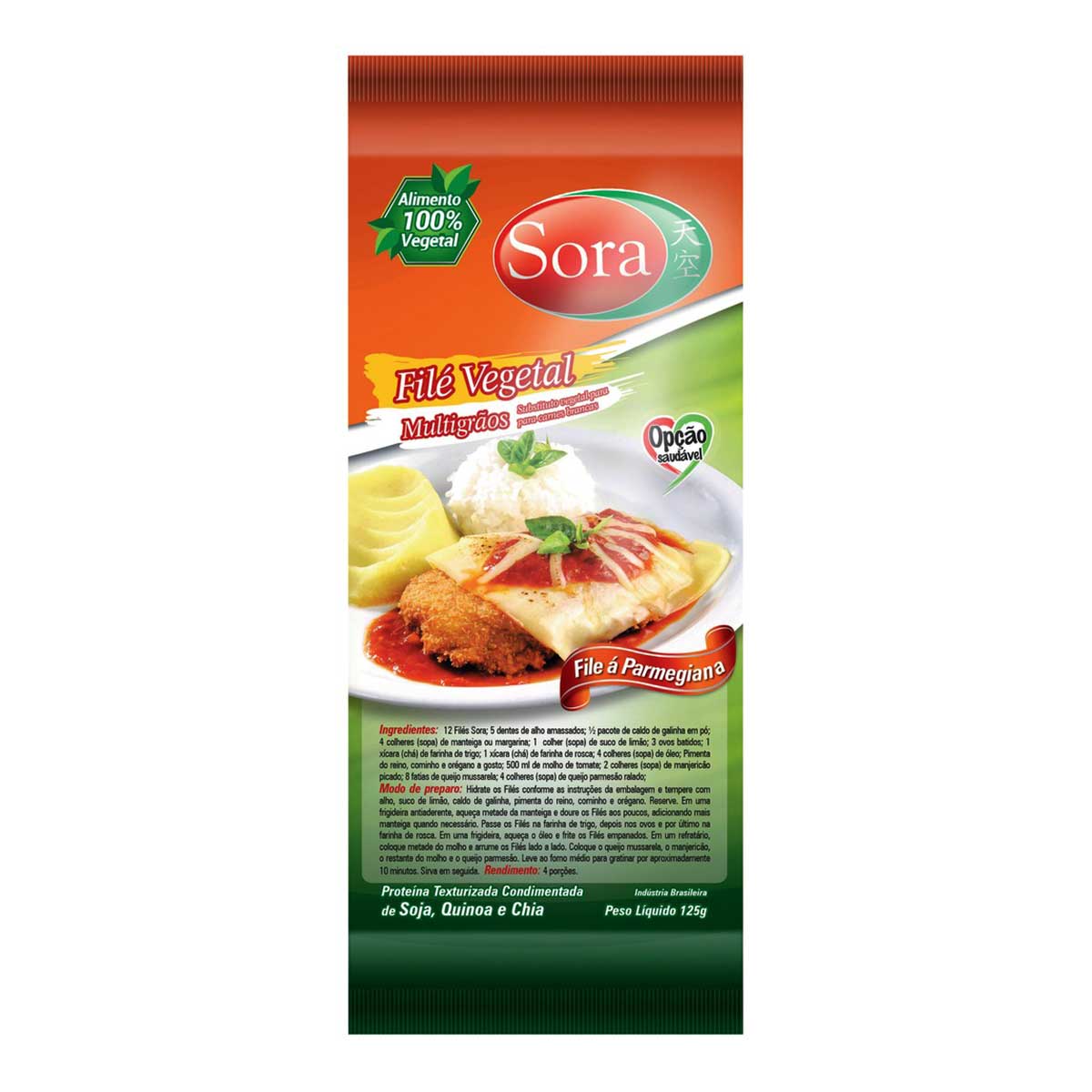 Filé Parmegiana Branco Vegetal Multigrãos Sora 125 g