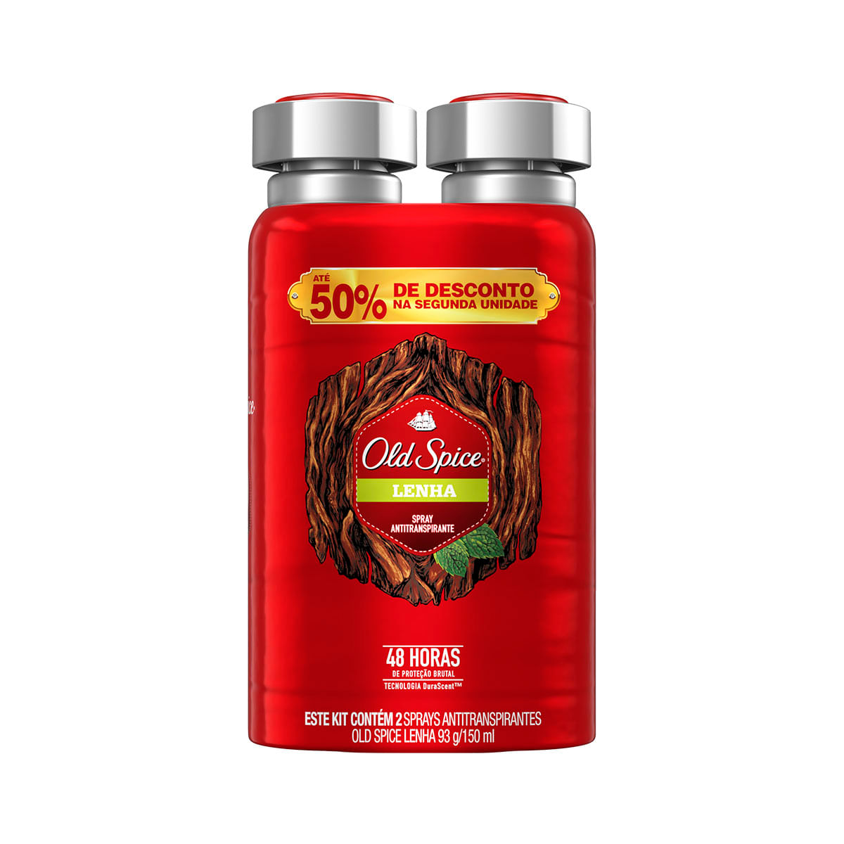 Kit Desodorante Aerosol Old Spice Lenha Masculino 150ml cada 2 Unidades