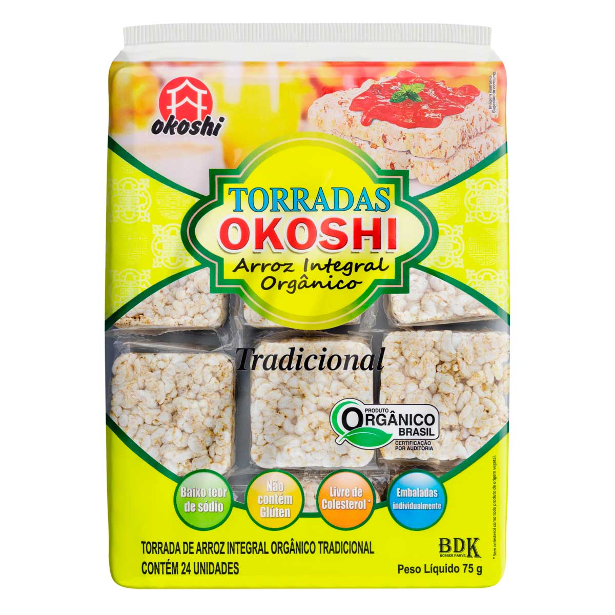 Torrada de Arroz integral organico Okoshi tradicional 75 g