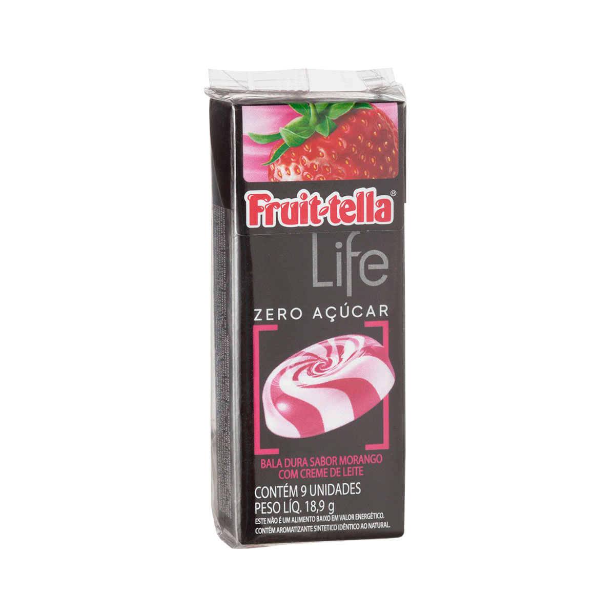 Bala dura sabor morango Fruit-Tella Life zero açúcar - 19 g