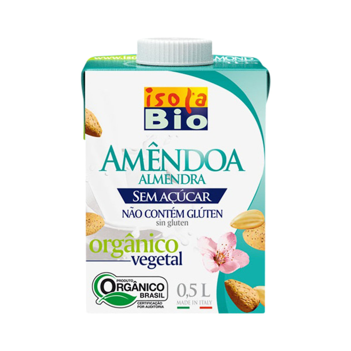 Bebida Vegetal de Amêndoa Zero Açúcar UHT Isola Bio 500ml