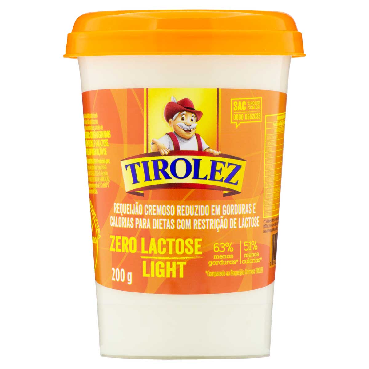 Requeijão Cremoso Light Zero Lactose Tirolez Copo 200 g