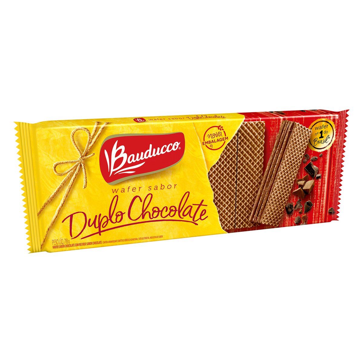 Wafer Recheio Duplo Chocolate Bauducco 78 g