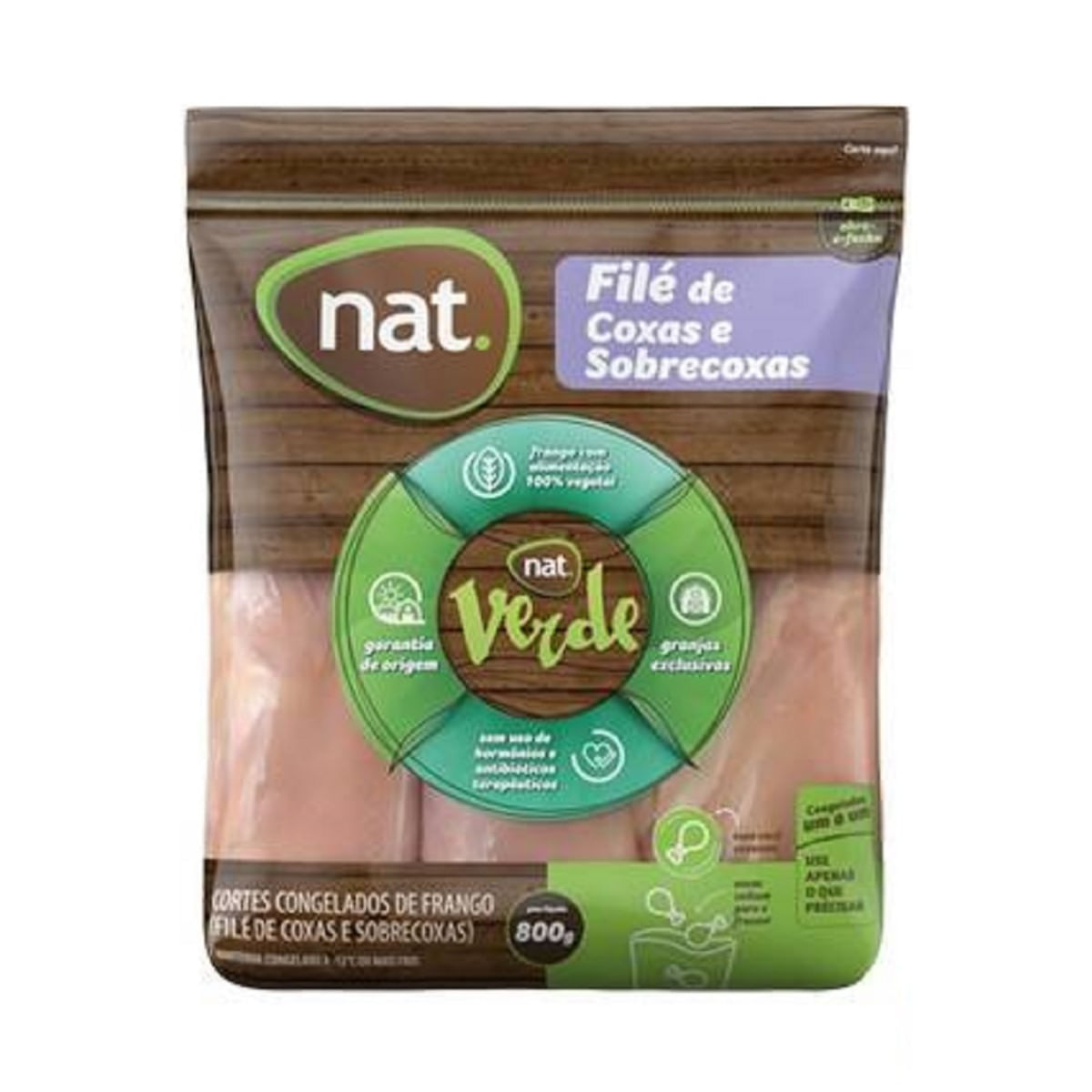 Filé de Coxa e Sobrecoxa de Frango Congelado Nat 800 g