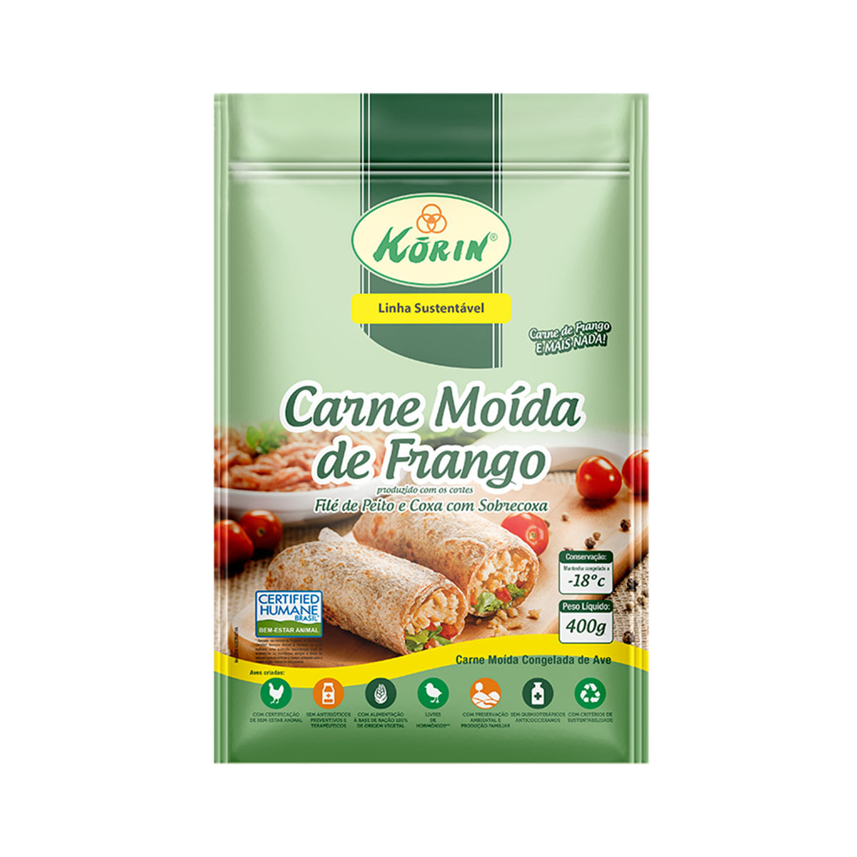 Peito de Frango Moído Congelado Korin 400g