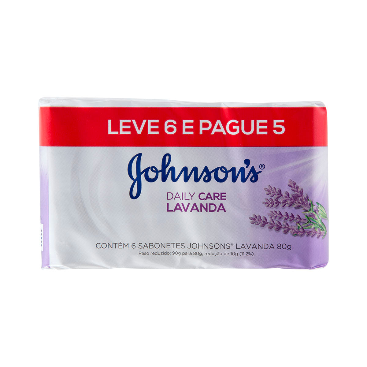 Sabonete em barra Johnson&apos;s Daily Care Lavanda Leve 6, Pague 5 - 80 g cada