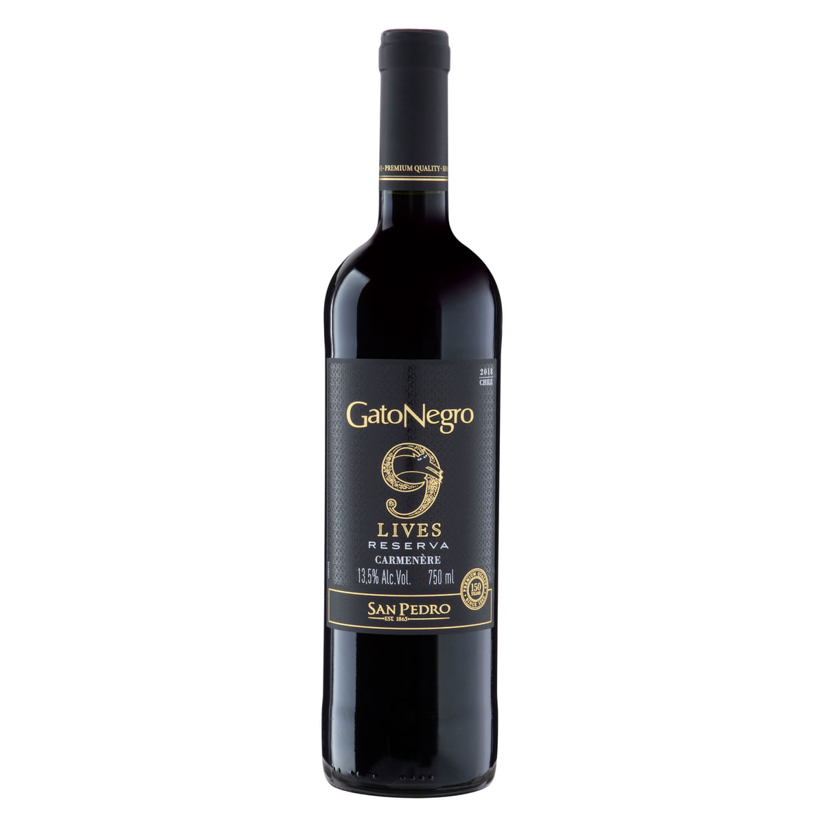 Vinho Tinto Gato Negro 9 lives Reserva Carménère San Pedro 750ml