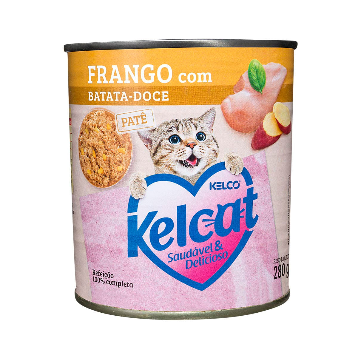 Alimento Úmido Completo para Gatos Adultos de Frango com Batata-Doce Kelcat 280g