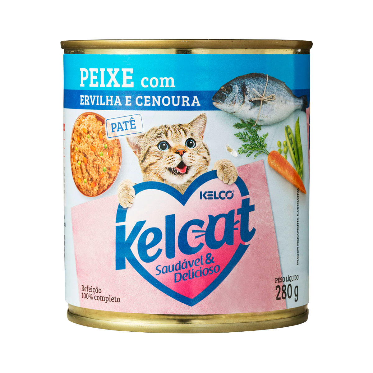 Ração Úmida de Peixe com Ervilha e Cenoura Kelcat 280g