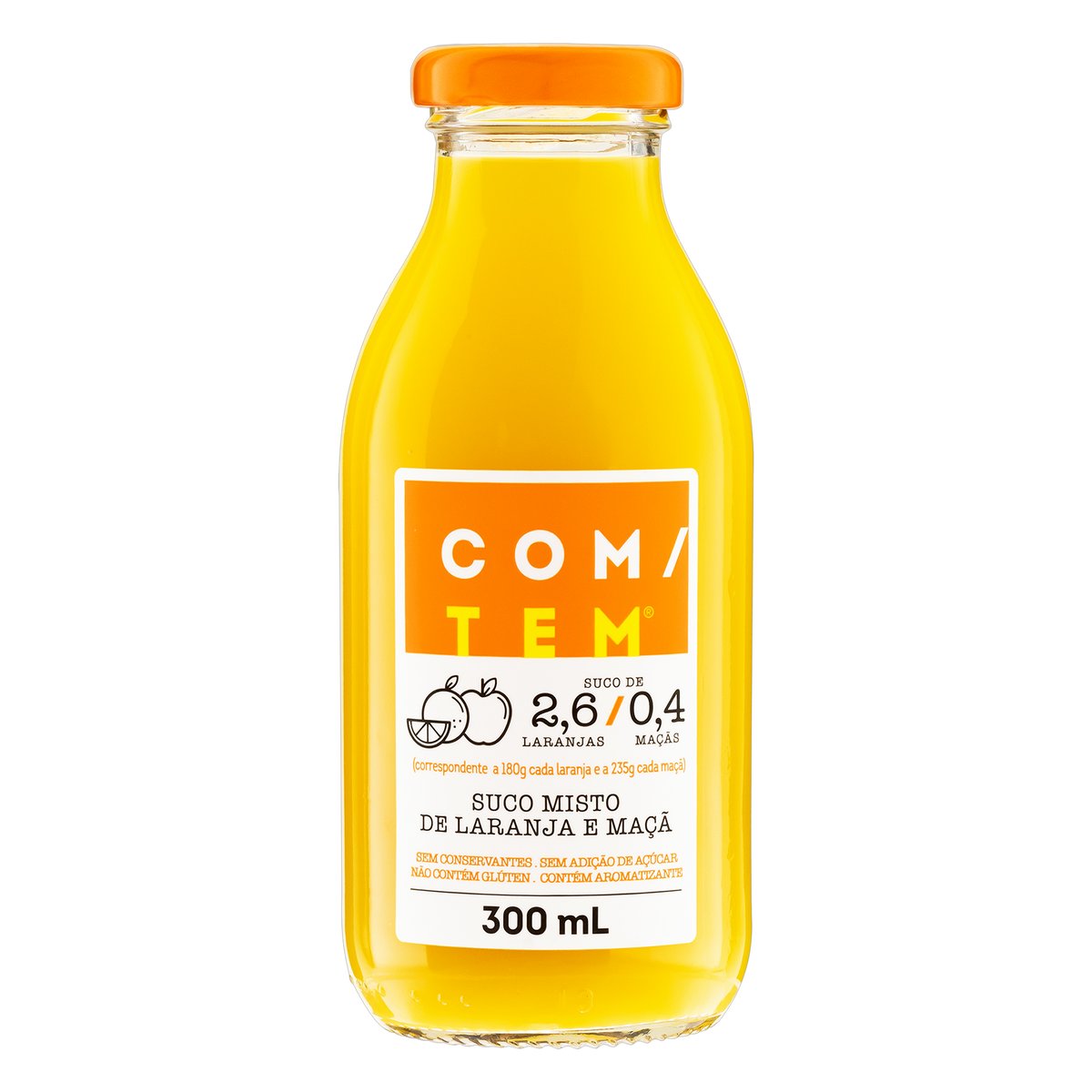 Suco Laranja e Maçã Com/Tem Garrafa 300 ml