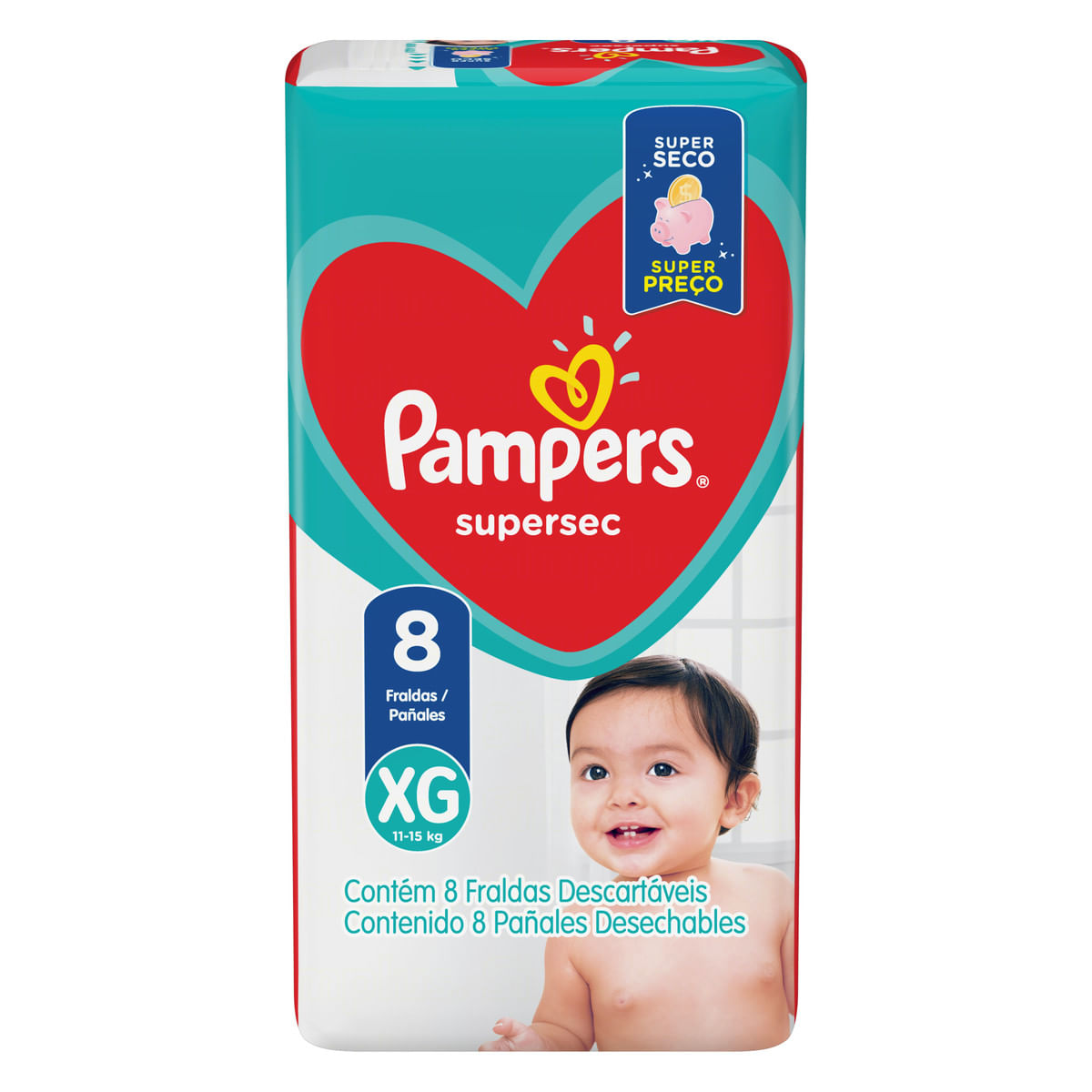 Fralda Descartável Infantil Pampers Supersec XG Pacote 8 Unidades