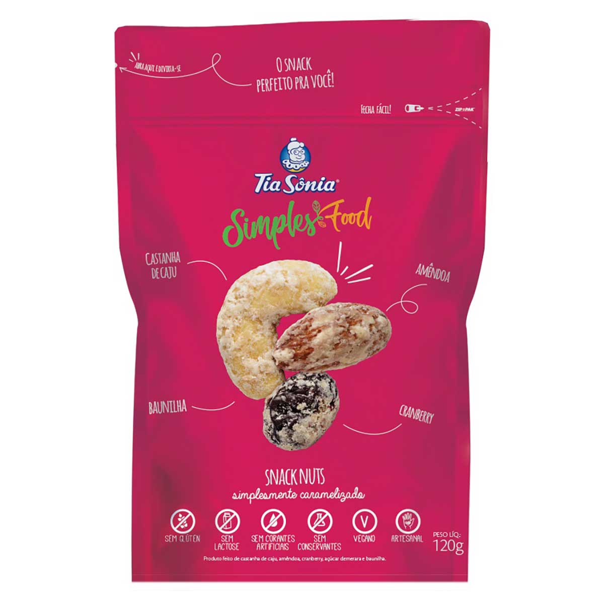 Snack Nuts Simplesmente Caramelizado Tia Sônia 120 g