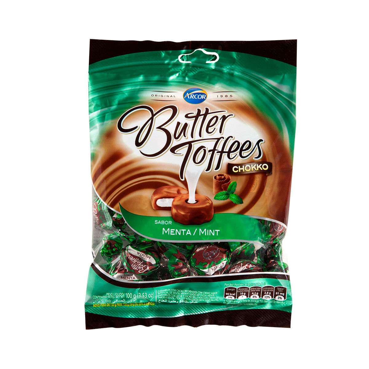 Bala recheada sabor chocolate com menta Butter Toffees - 100 g