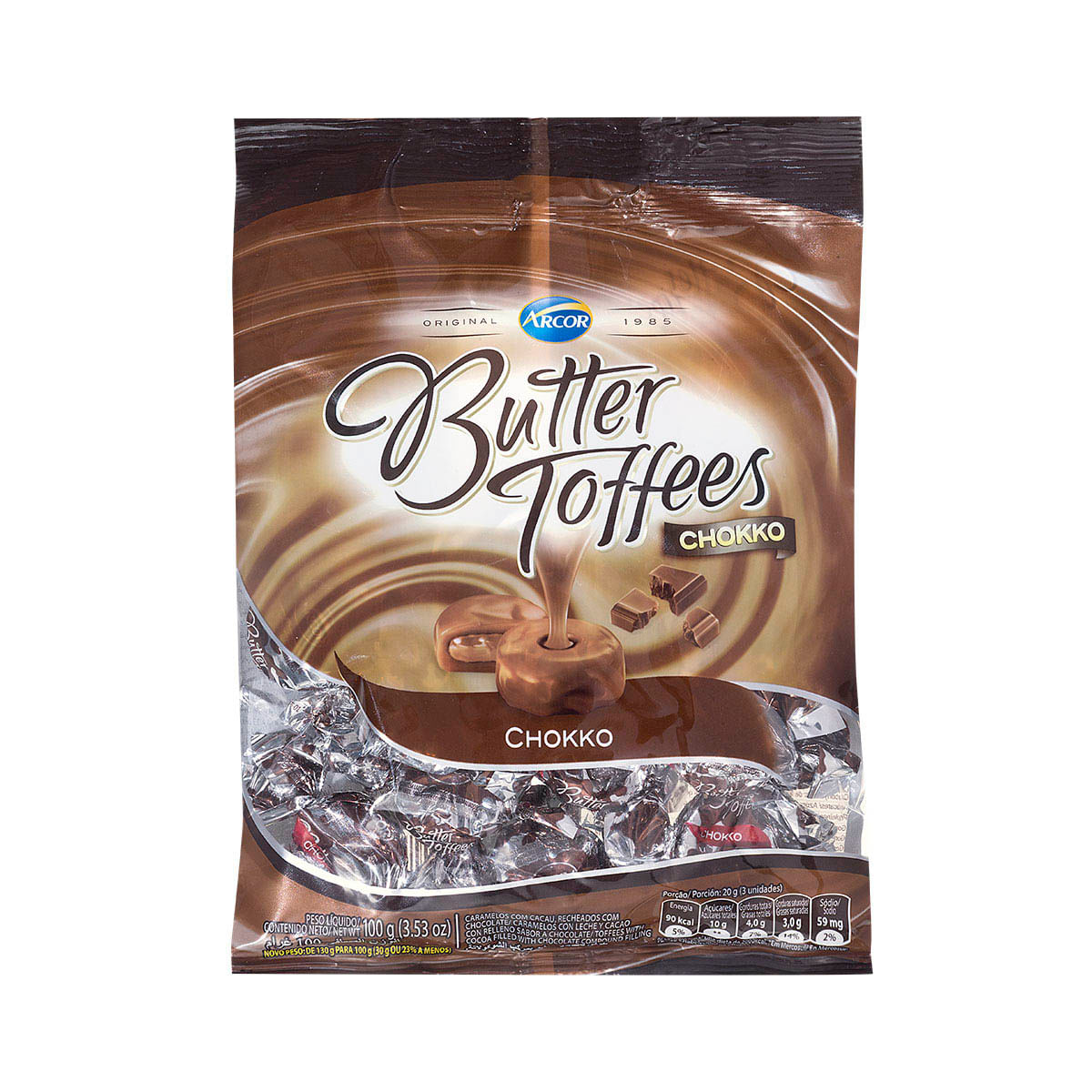 Bala de Caramelo, Chocolate, Arcor Butter Toffees 100g