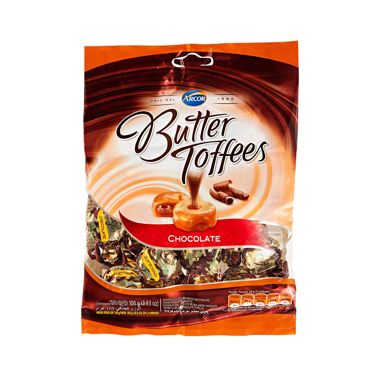 Bala recheada sabor chocolate Butter Toffees - 100 g