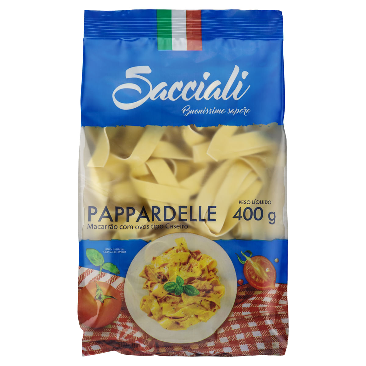 Macarrão com Ovos Caseiro Pappardelle Sacciali 400g