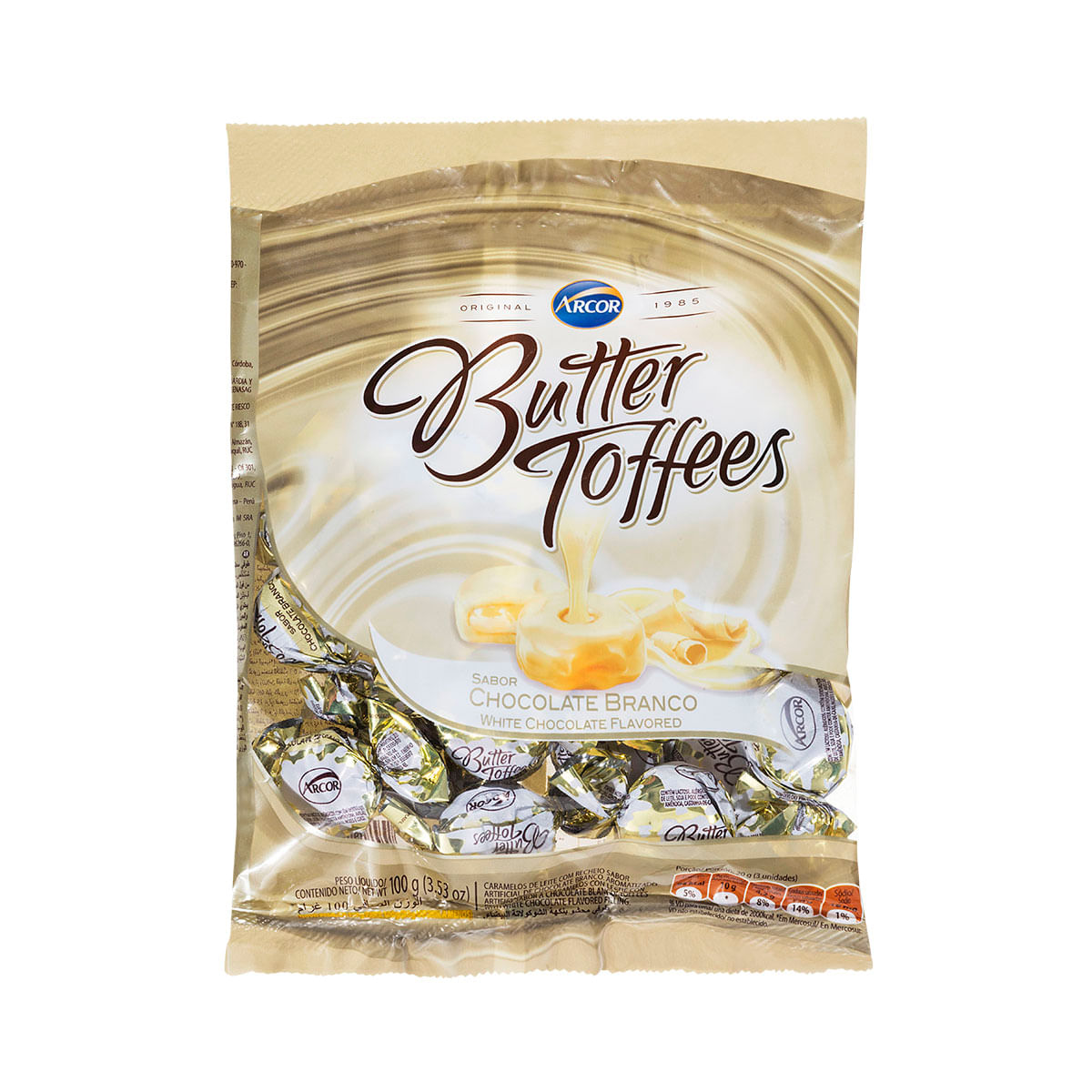 Bala de Chocolate Branco Butter Toffes 100g