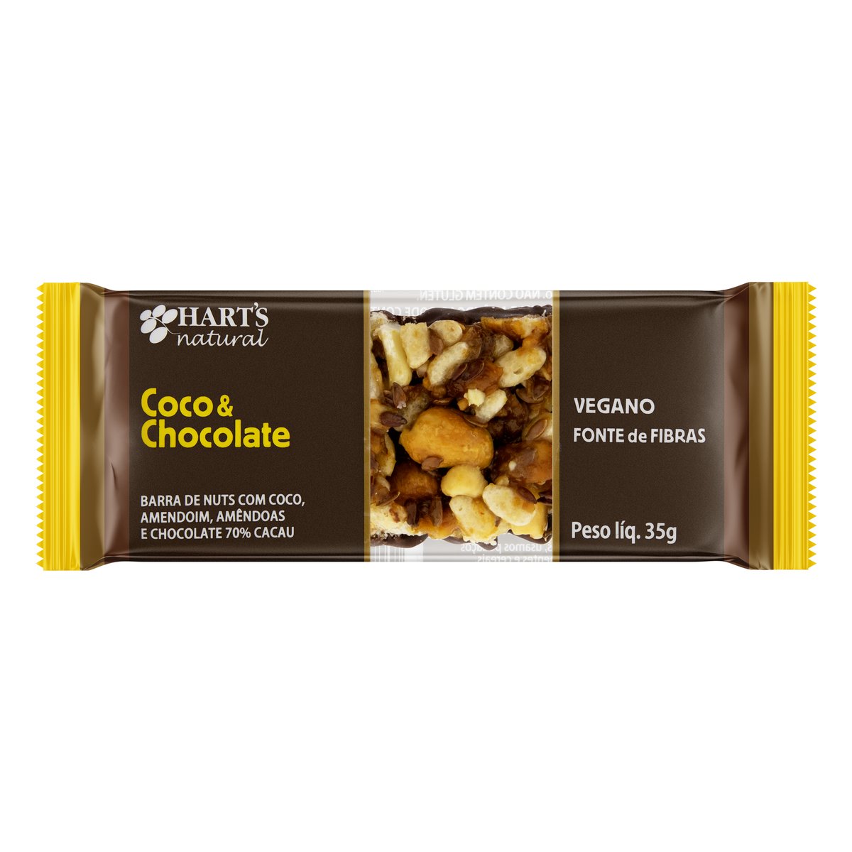 Barra de Nuts Vegana Coco e Chocolate Hart&apos;s Natural 35 g