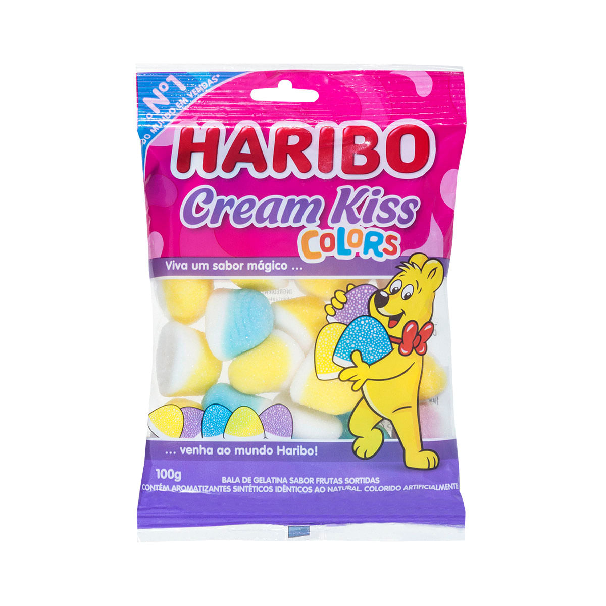 Bala de Gelatina Frutas Sortidas Haribo Cream Kiss 100g