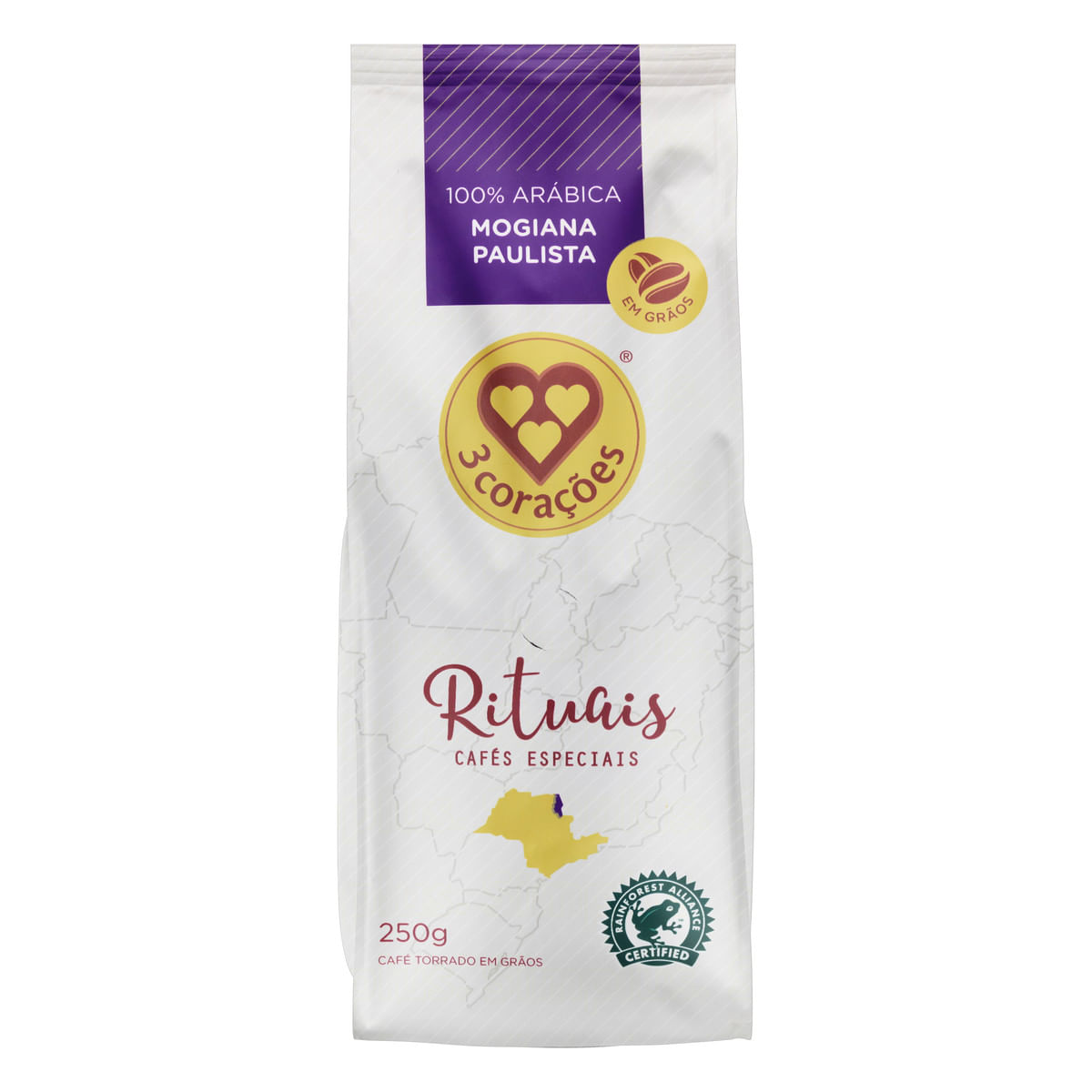 Café 3 Corações Rituais Torrado em Grãos Mogiana Paulista Pacote 250 g