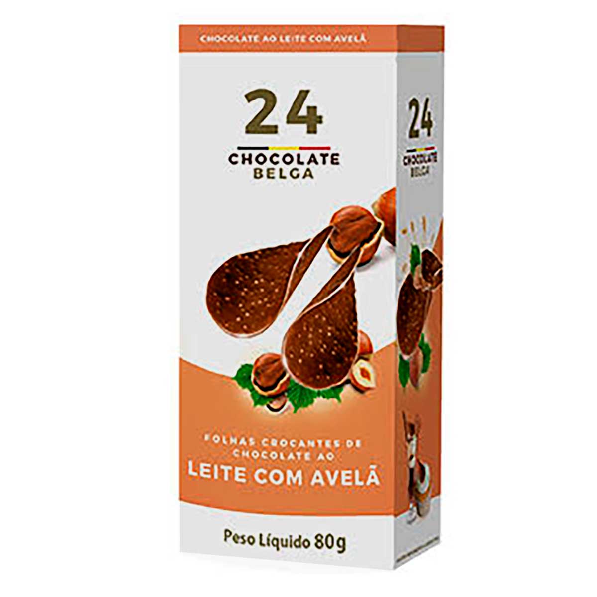 Chips de Chocolate ao Leite com Avelã 24 Chocolate Belga 80 g