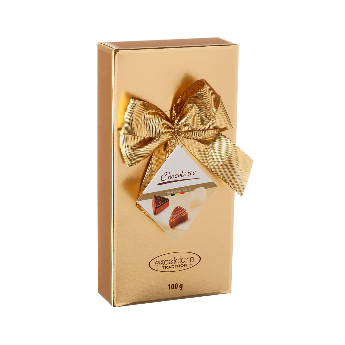 Caixa de Bombom de Chocolate Belga Sortido Excelcium Tradition Gold 100g