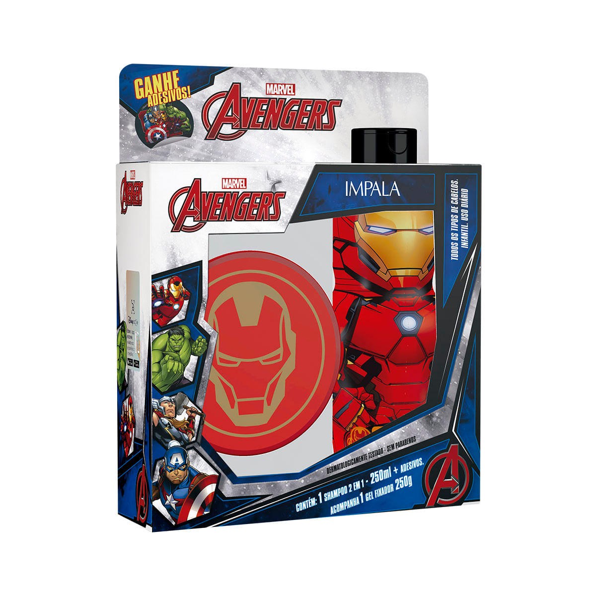 Kit Shampoo 2 em 1 e Gel Fixador Infantil Impala Marvel Homem de Ferro