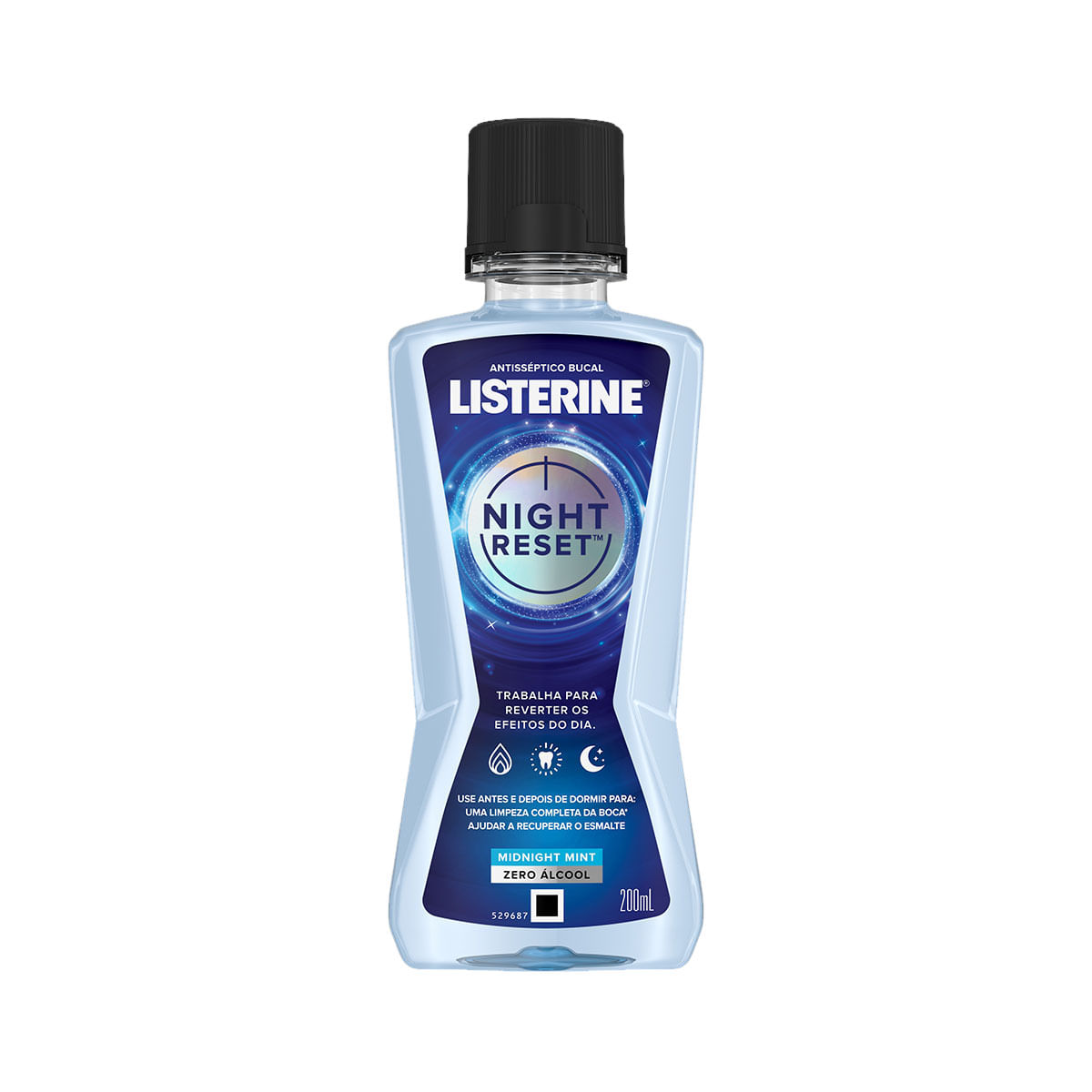 Enxaguante Bucal sem Álcool Listerine Night Reset Midnight Mint 200ml