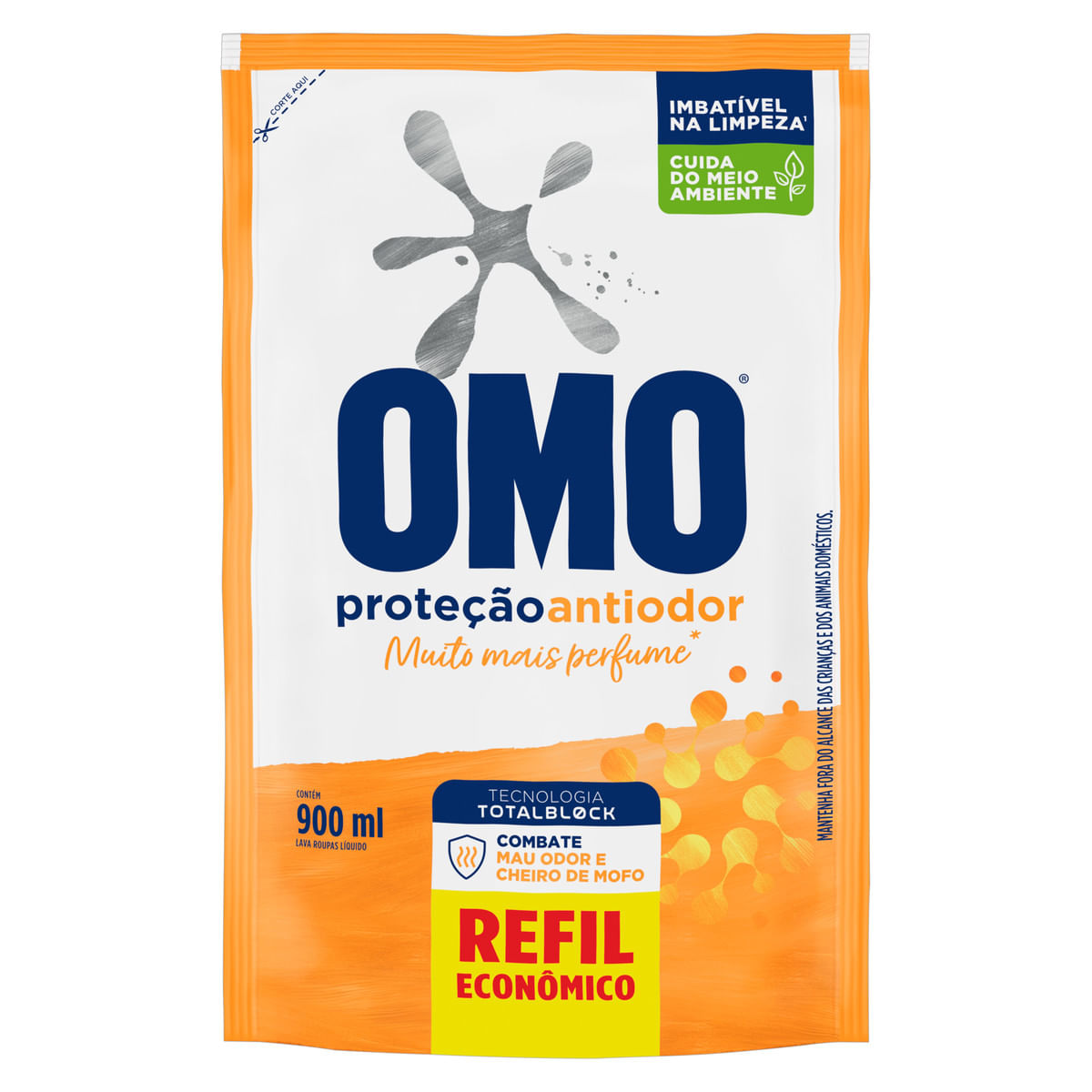 Lava Roupas Líquido Omo Proteção Antiodor Refil 900 ml