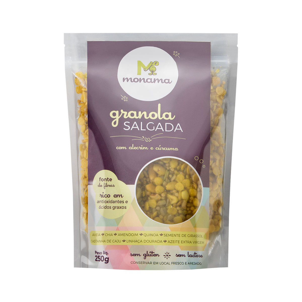 Granola Salgada sem glúten com Alecrim e Cúrcuma Monama 250g