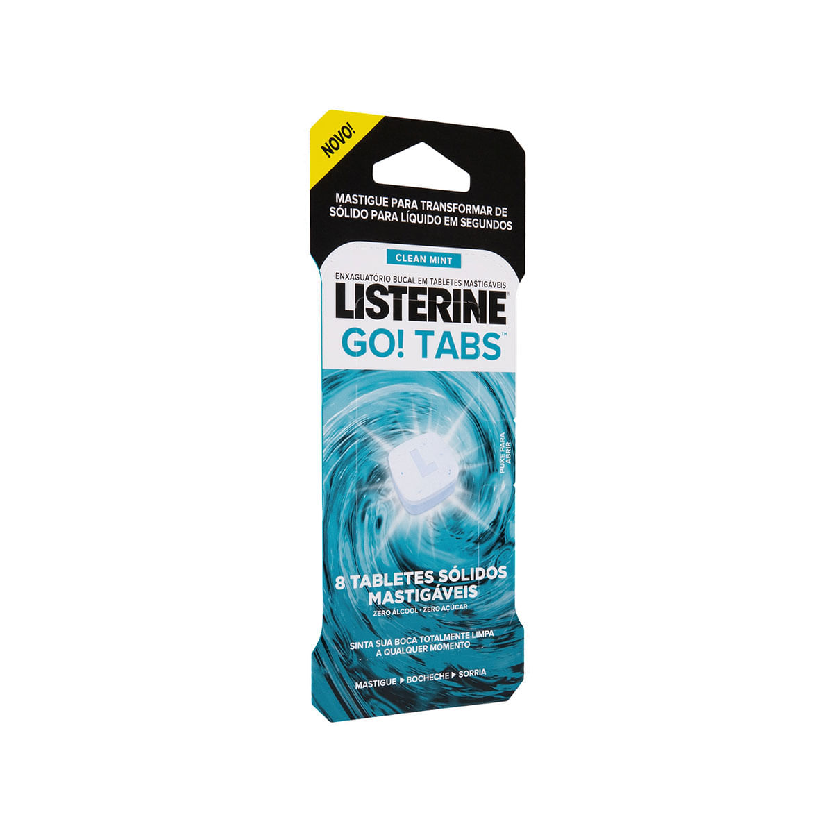 Enxaguante Bucal sem Álcool Listerine Go Tabs Clean Mint 8 Unidades