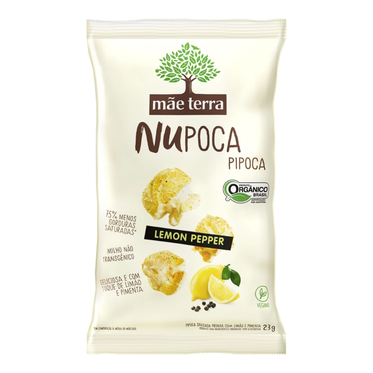 Pipoca Salgada Pronta com Lemon Pepper Mãe Terra Nupoca 45g