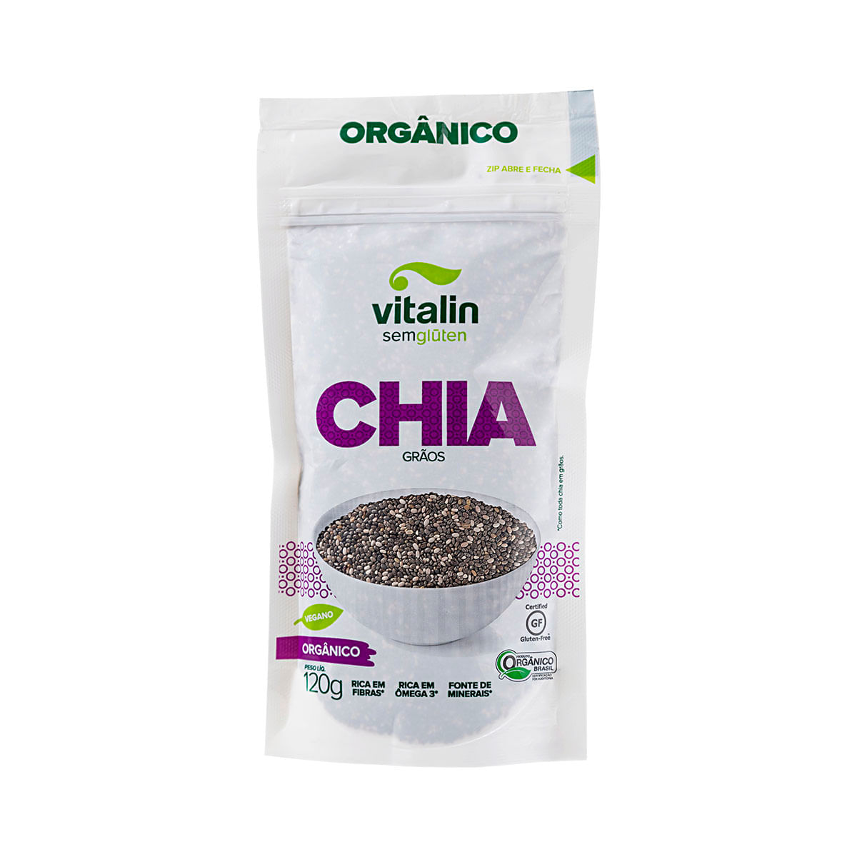 Chia em Grãos Orgânica Vitalin 120g