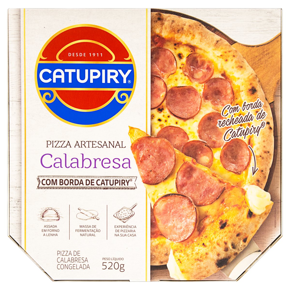 Pizza Calabresa com Borda de Catupiry Artesanal 520g