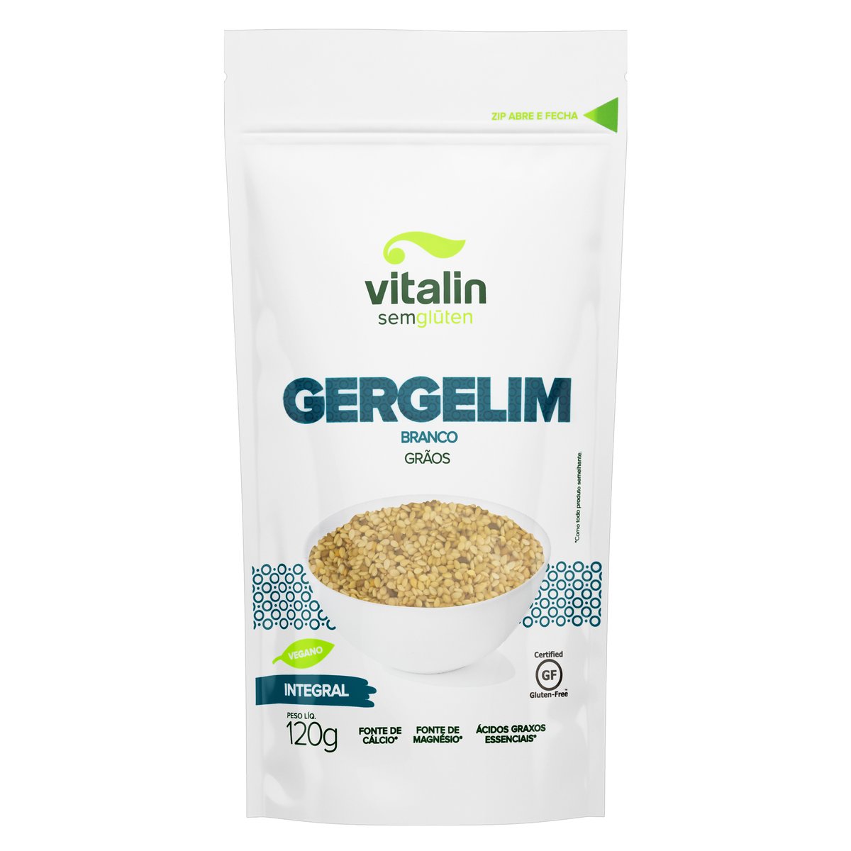 Gergelim Branco em Grãos Integral Vitalin 120g