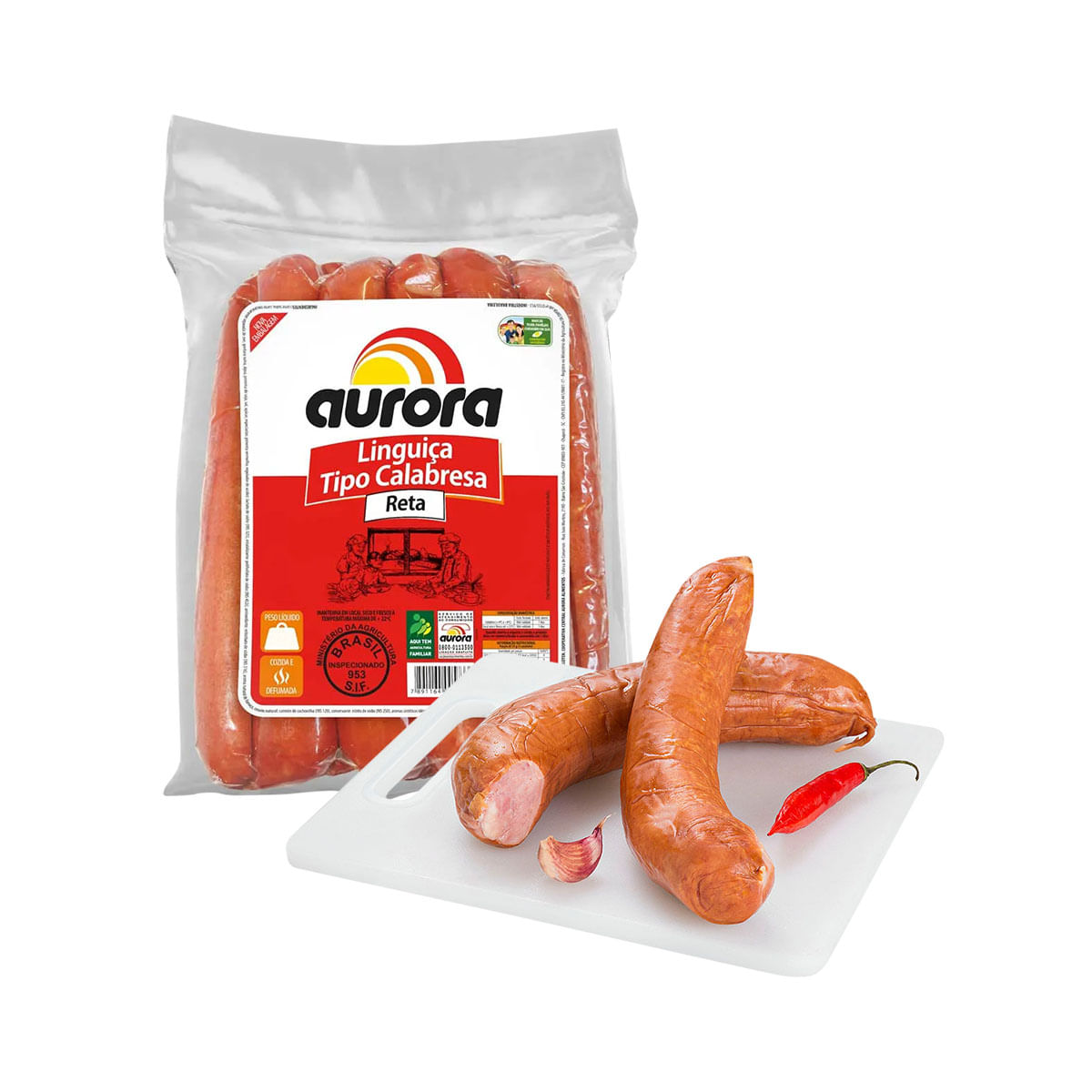 Linguiça Calabresa Defumada Aurora Bandeja 1 Kg