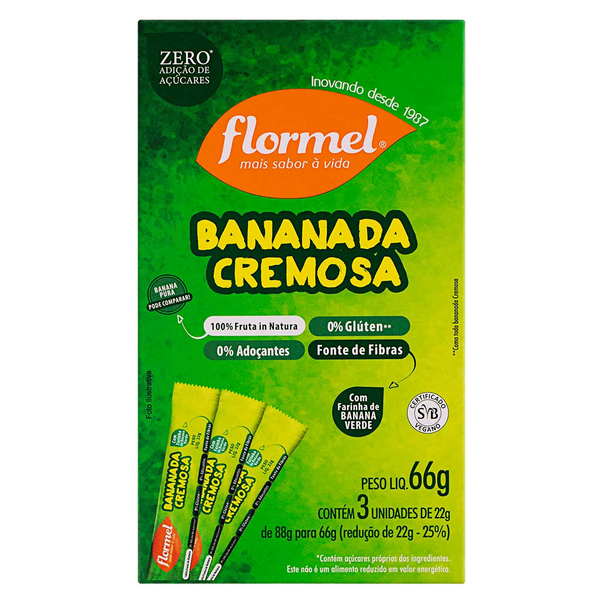 Bananada Cremosa Flormel 66 g com 3 Unidades