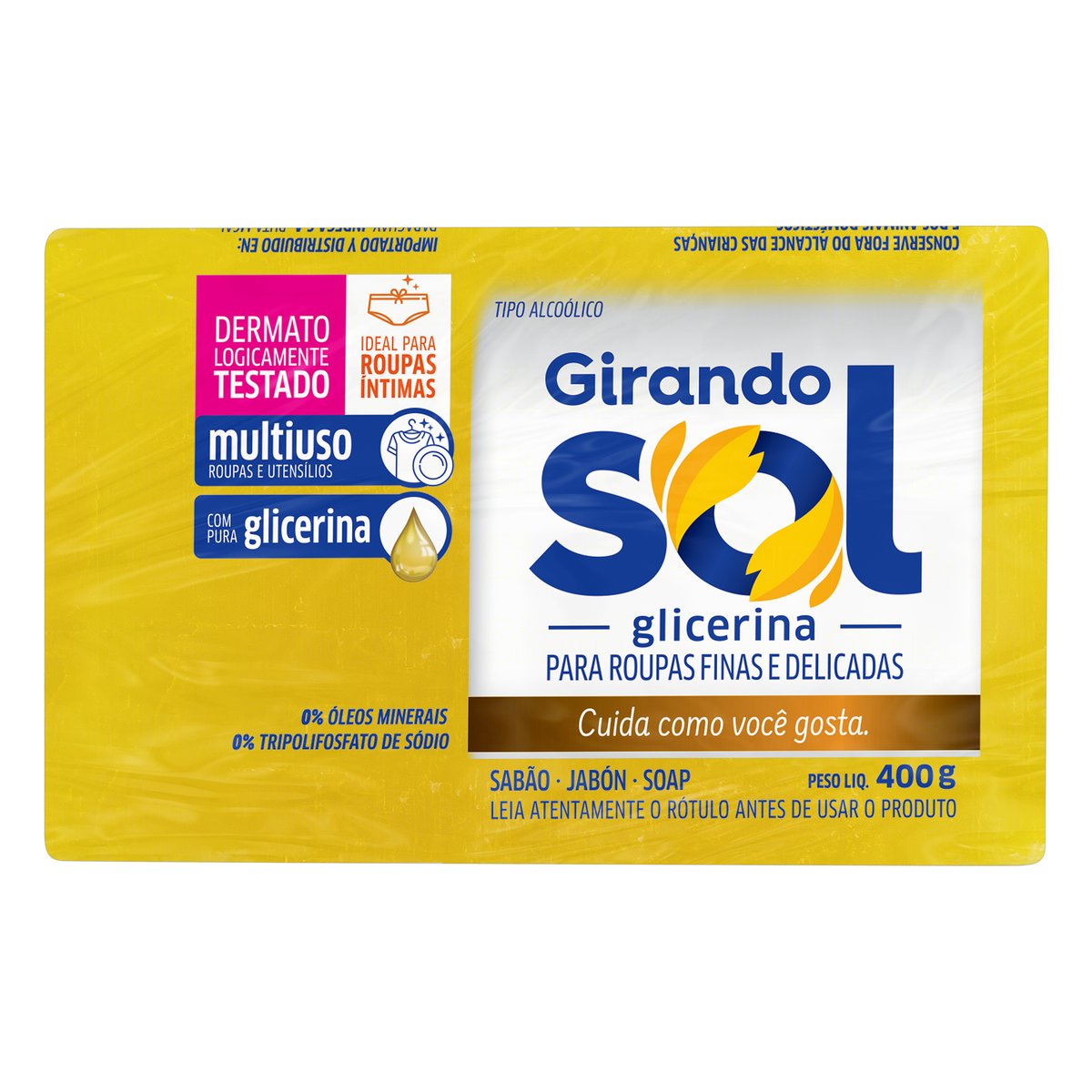 Sabão Barra Glicerinado Multiuso Girando Sol Pacote 400 g