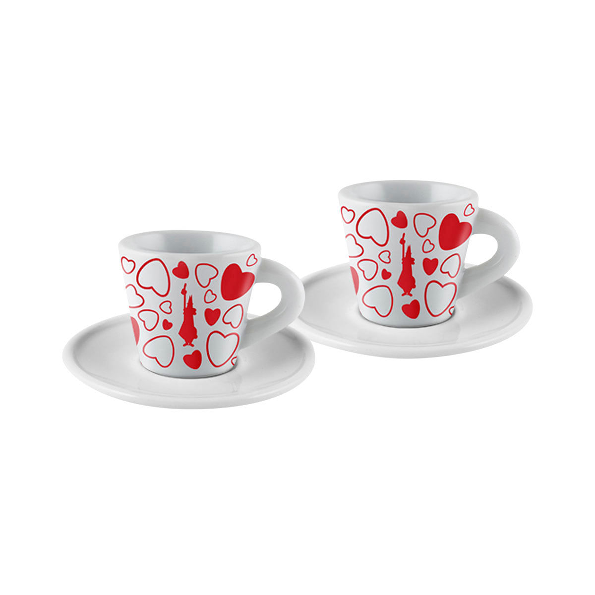 Jogo de Xícaras para Café em Porcelana Branco e Vermelho 2 Peças Bialetti Core 10490116