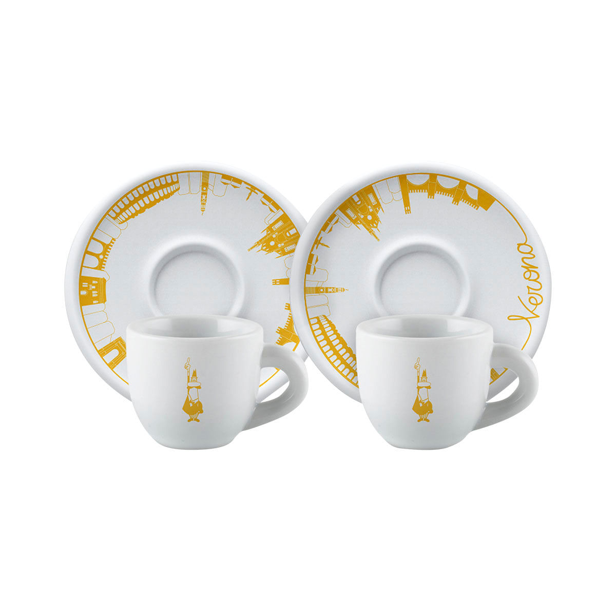 Jogo de Xícaras para Café em Porcelana Branco e Amarelo 4 Peças Bialetti Verona 10490110