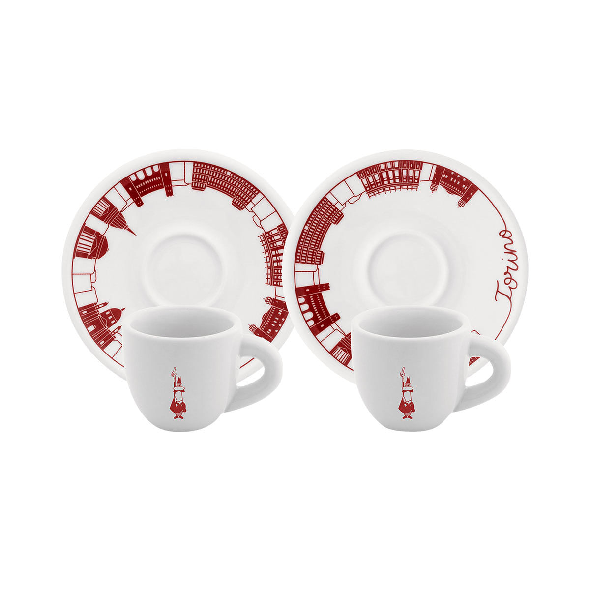 Jogo de Xícaras para Café em Porcelana Branco e Marrom 4 Peças Bialetti Torino 10490114