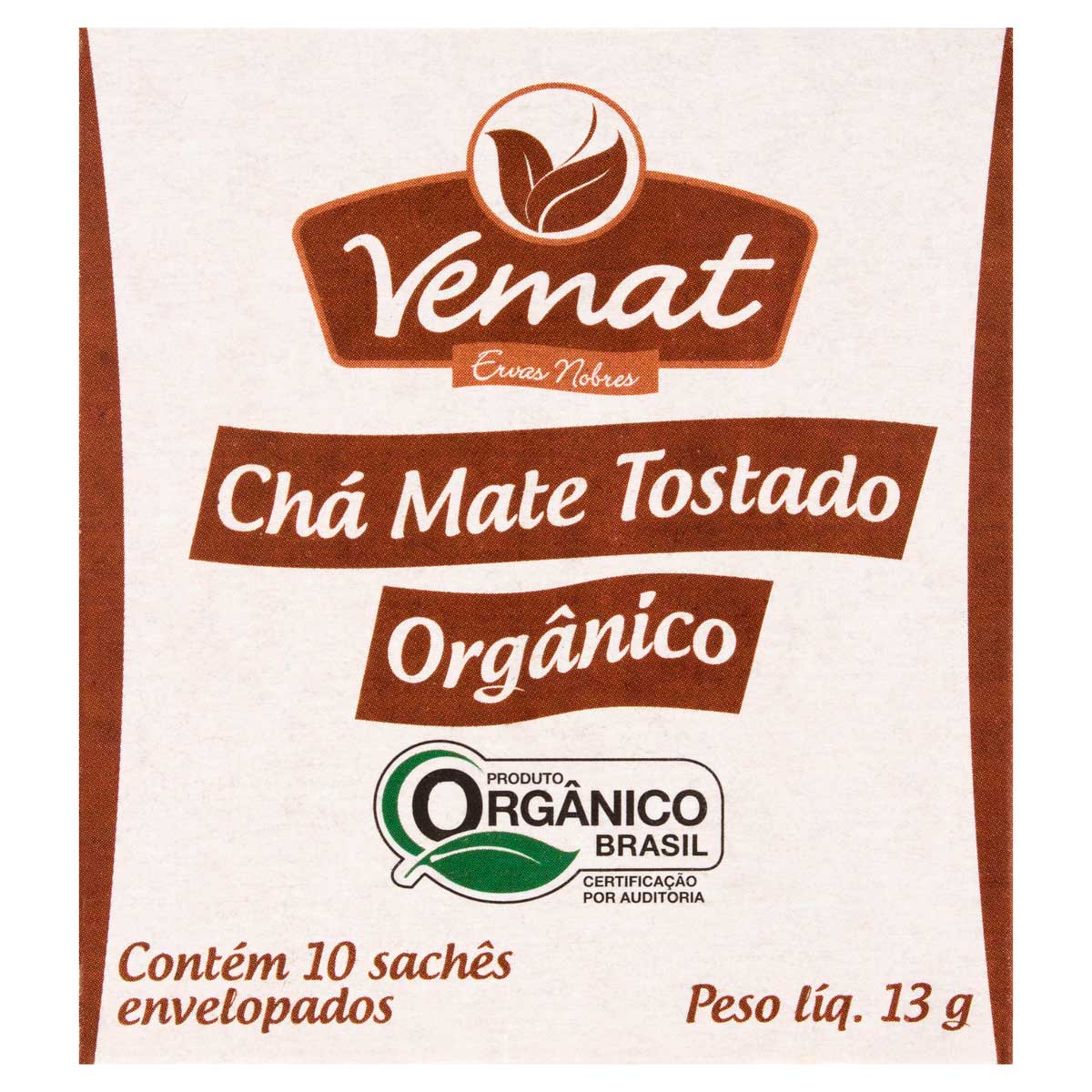 Chá Mate Tostado Orgânico Vemat Caixa 13 g 10 Unidades