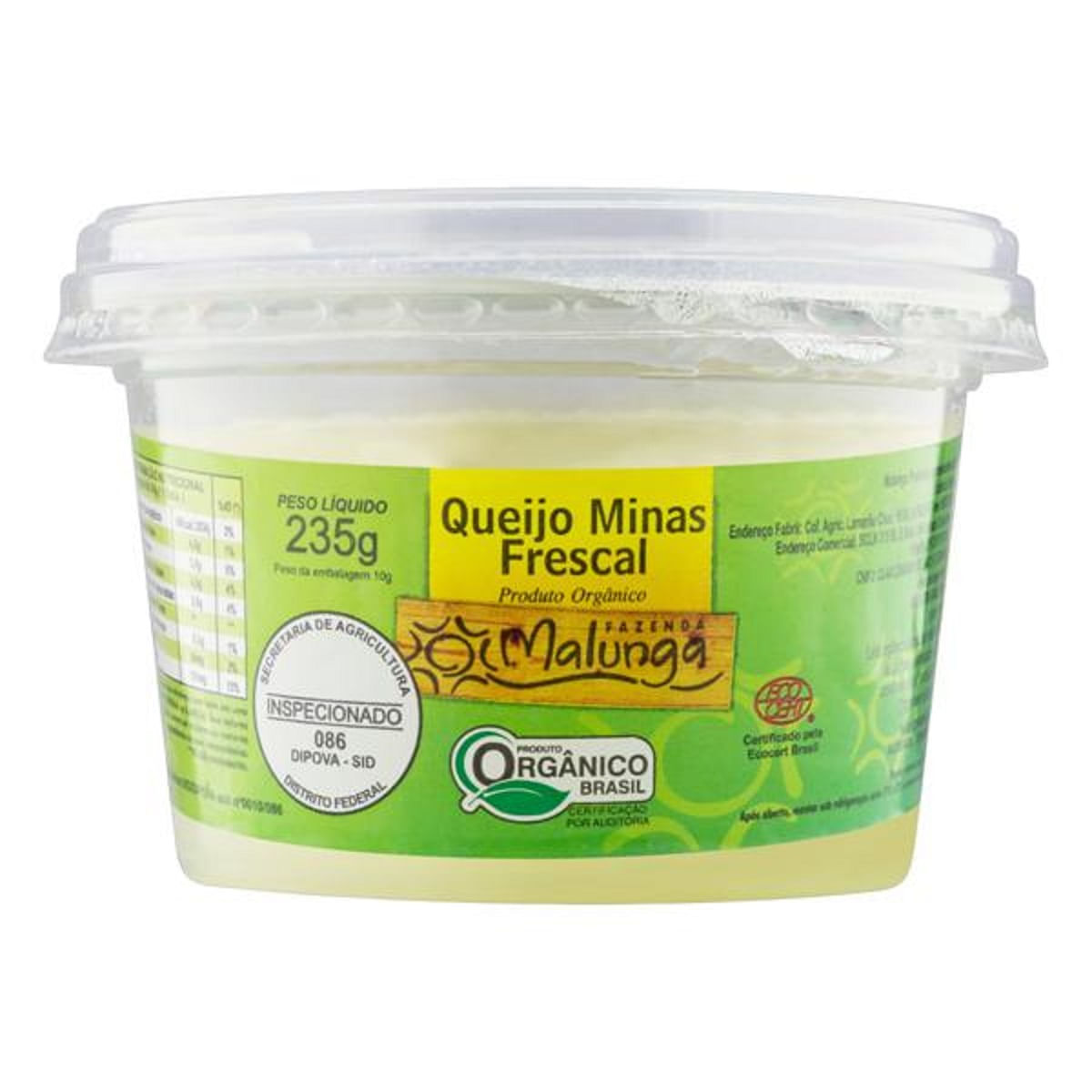 Queijo Minas Frescal Orgânico Malunga 235 g