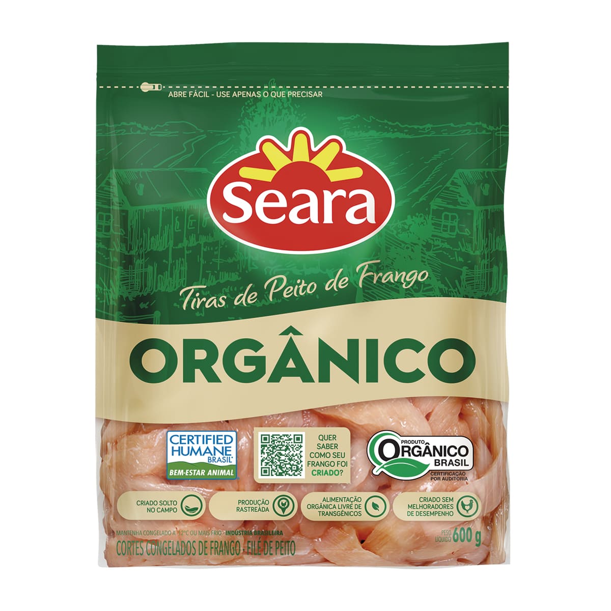 Filé de Peito de Frango em Tiras Orgânico Seara 600 g