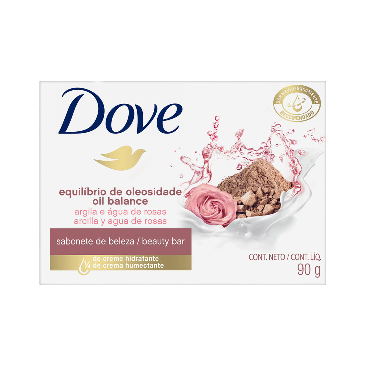 Sabonete em Barra Corporal Dove Equilíbrio de Oleosidade Argila e Água de Rosas 90g