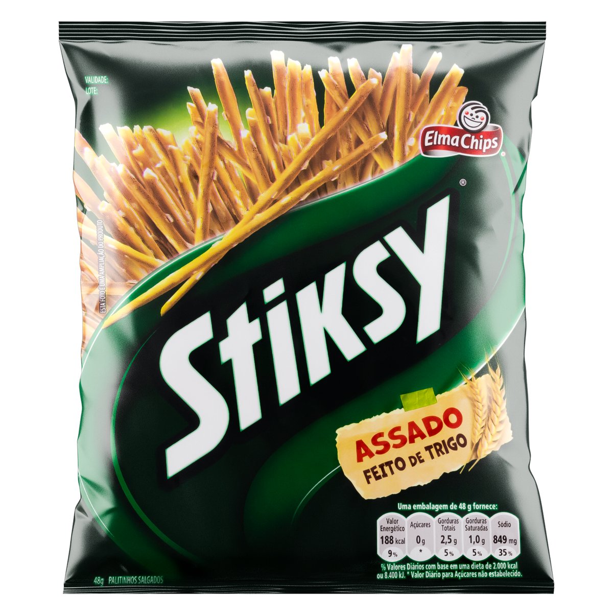 Palitinho de Trigo Salgado Elma Chips Stiksy Pacote 48g