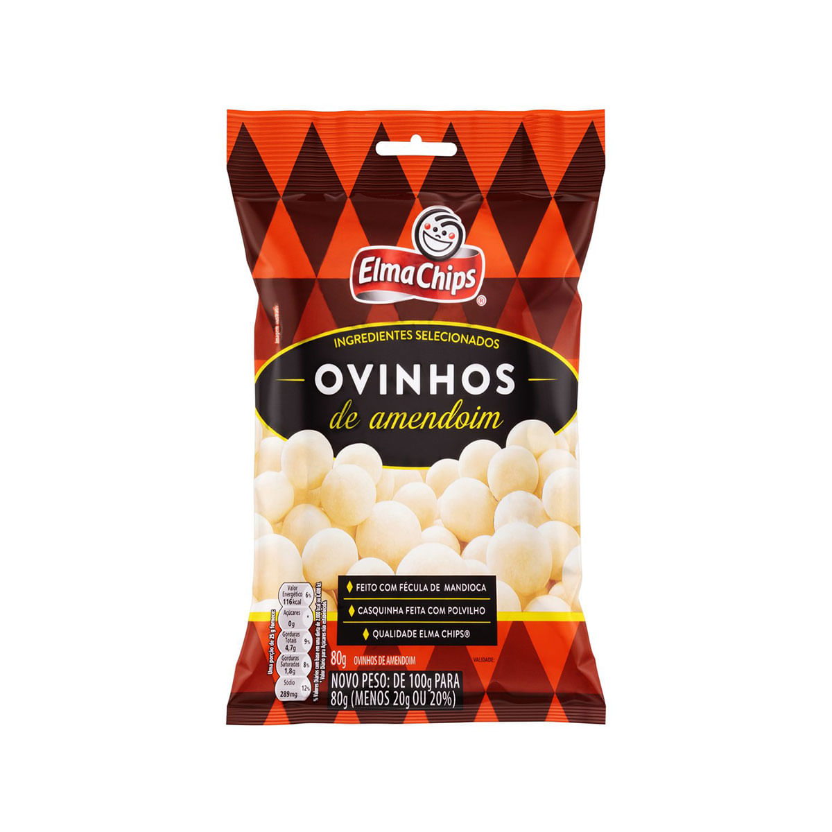 Ovinhos de Amendoim Elma Chips Pacote 80g