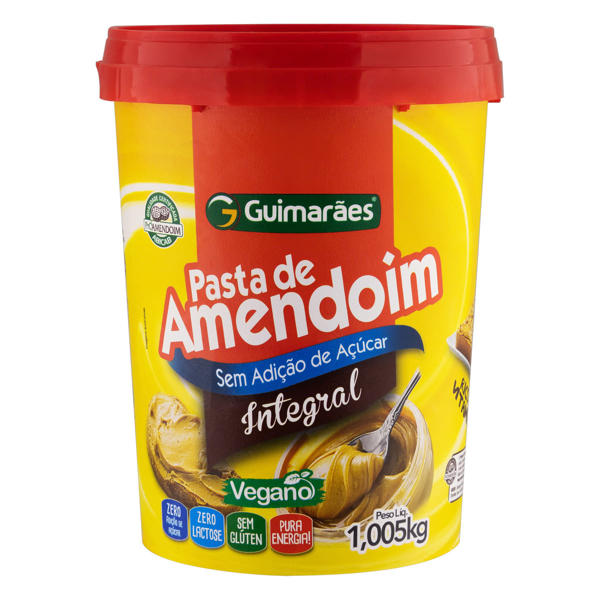 Pasta de Amendoim Integral Zero Lactose Guimarães Pote 1,005 Kg