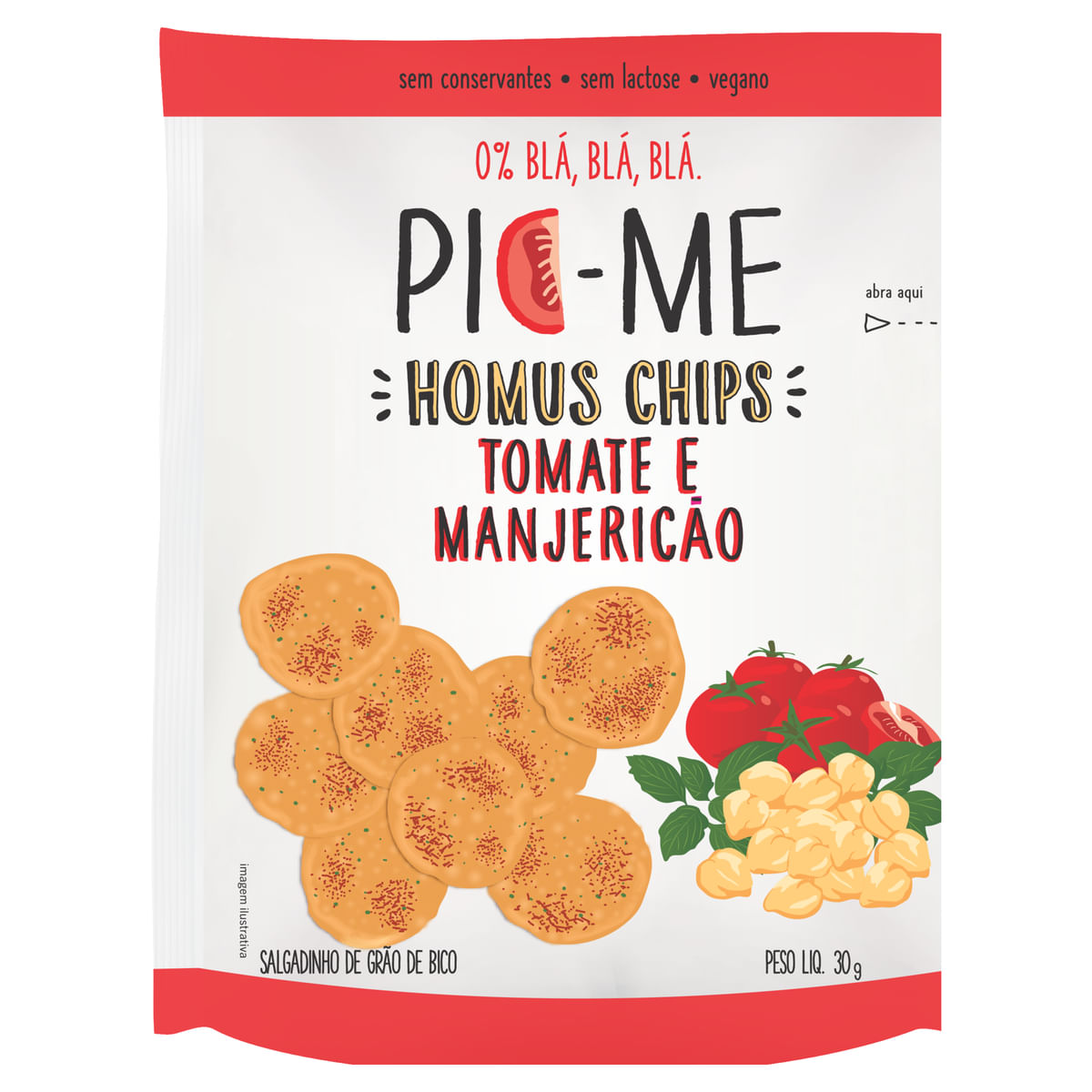 Salgadinhos de Tomate e Manjericão Pic Me Homus Chips 30g