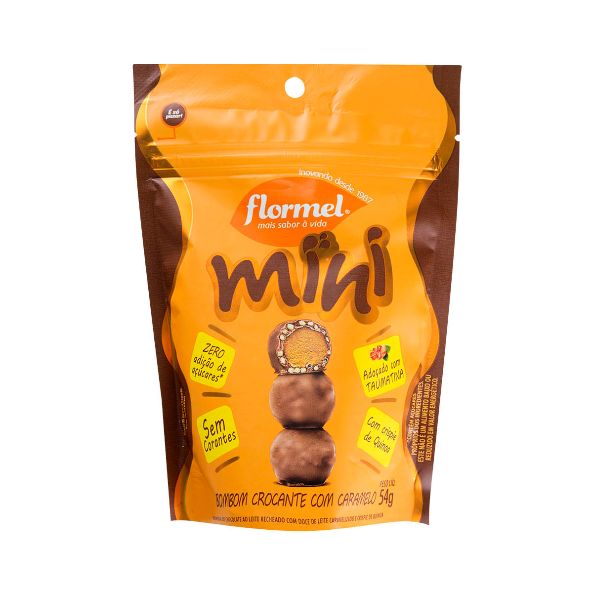 Mini Bombom de Chocolate ao Leite com Recheio de Doce de Leite Flormel 54g